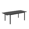 Front. U-HOMY - Extendable Outdoor Dining Table Set for 6-8 Person Rectangular Adjustable Patio Furniture for Porch Backyard and Garden - Black.