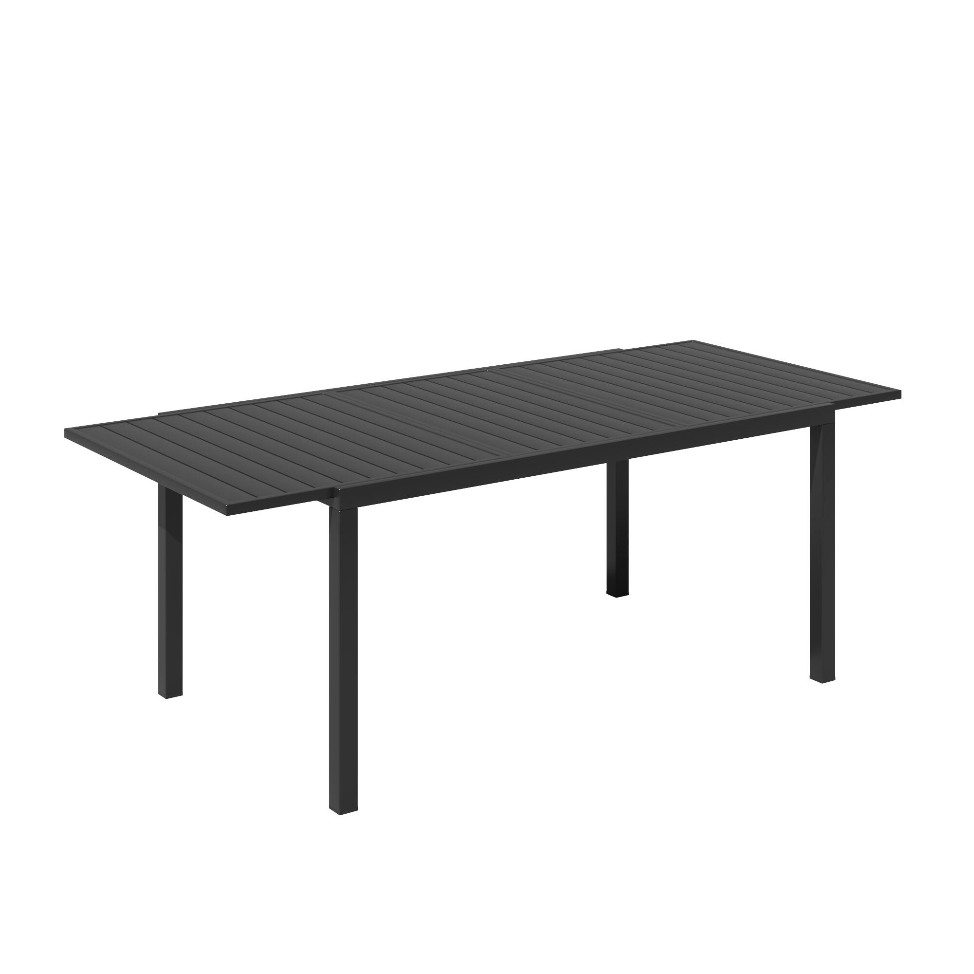 U-HOMY - Extendable Outdoor Dining Table Set for 6-8 Person Rectangular Adjustable Patio Furniture for Porch Backyard and Garden - Black