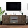 Ihomeadore - 58" Farmhouse TV Stand with Open Storage Shelves and Cabinets for TV up to 65" - Brown