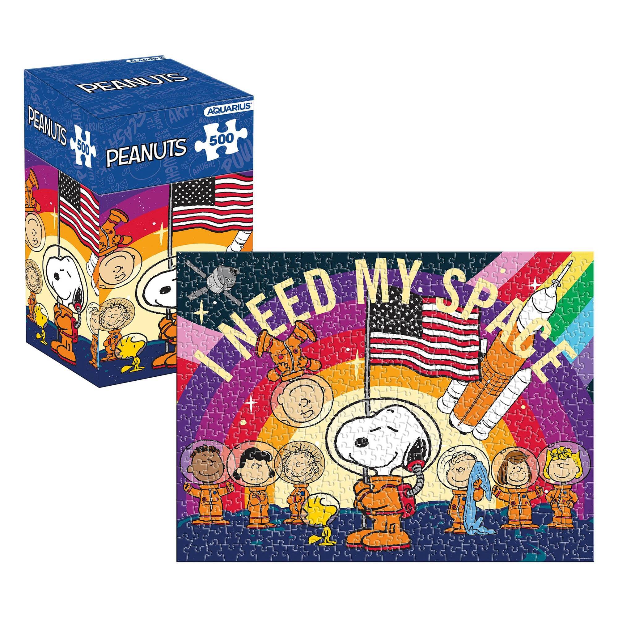 Sure, here is the corrected and grouped text from the image:
**Box:**
- PEANUTS
- AQUARIUS
- 500
- HSy7
- PEANUTS
- 500
- PUW
- RAU6H
- MY-SP
- MYSPACE
**Puzzle:**
- I NEED MY SPACE