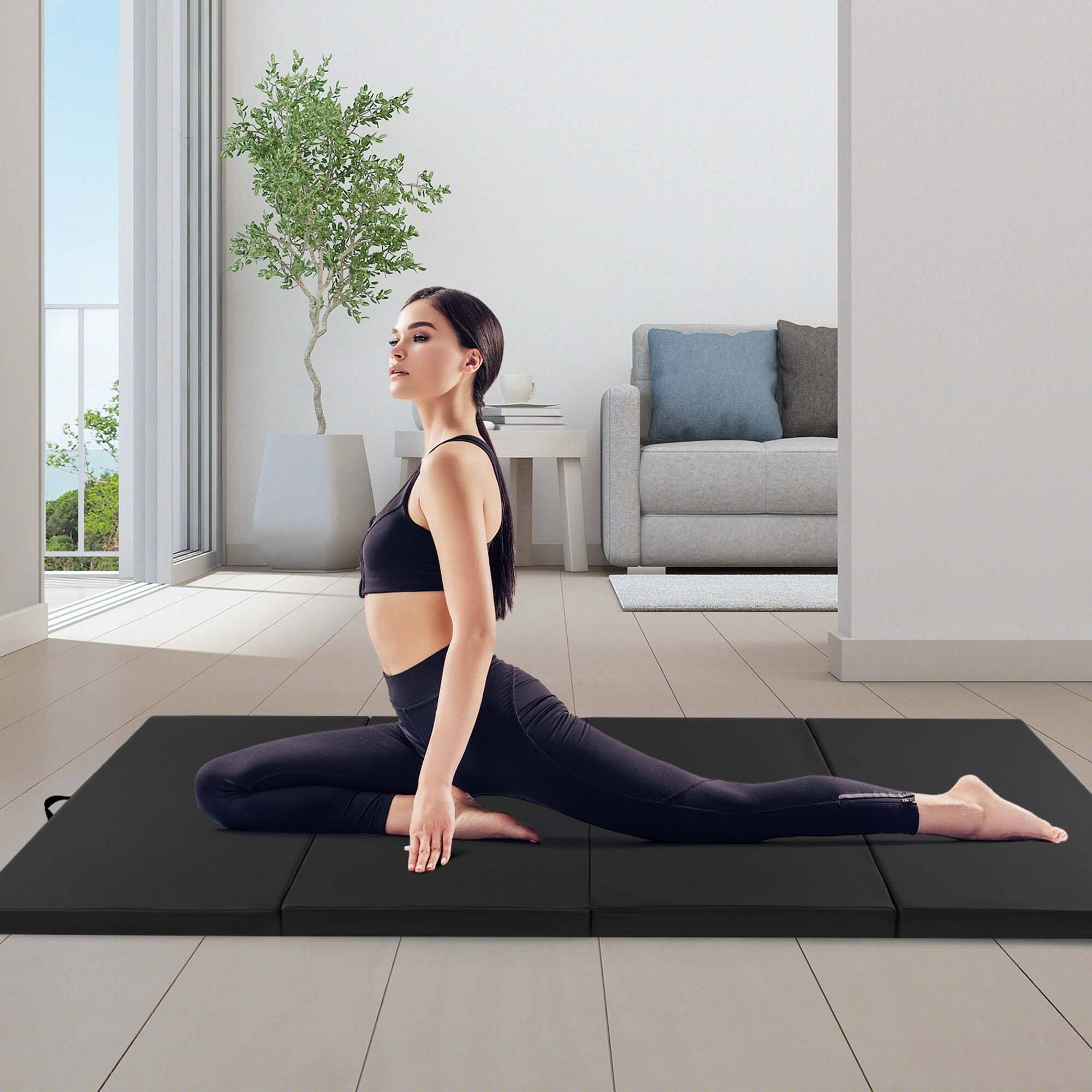 Alt View 1. Costway - Costway 10' x 4' x 2" 4-Panel Folding Exercise Mat with Carrying Handles for Gym Yoga - Black.