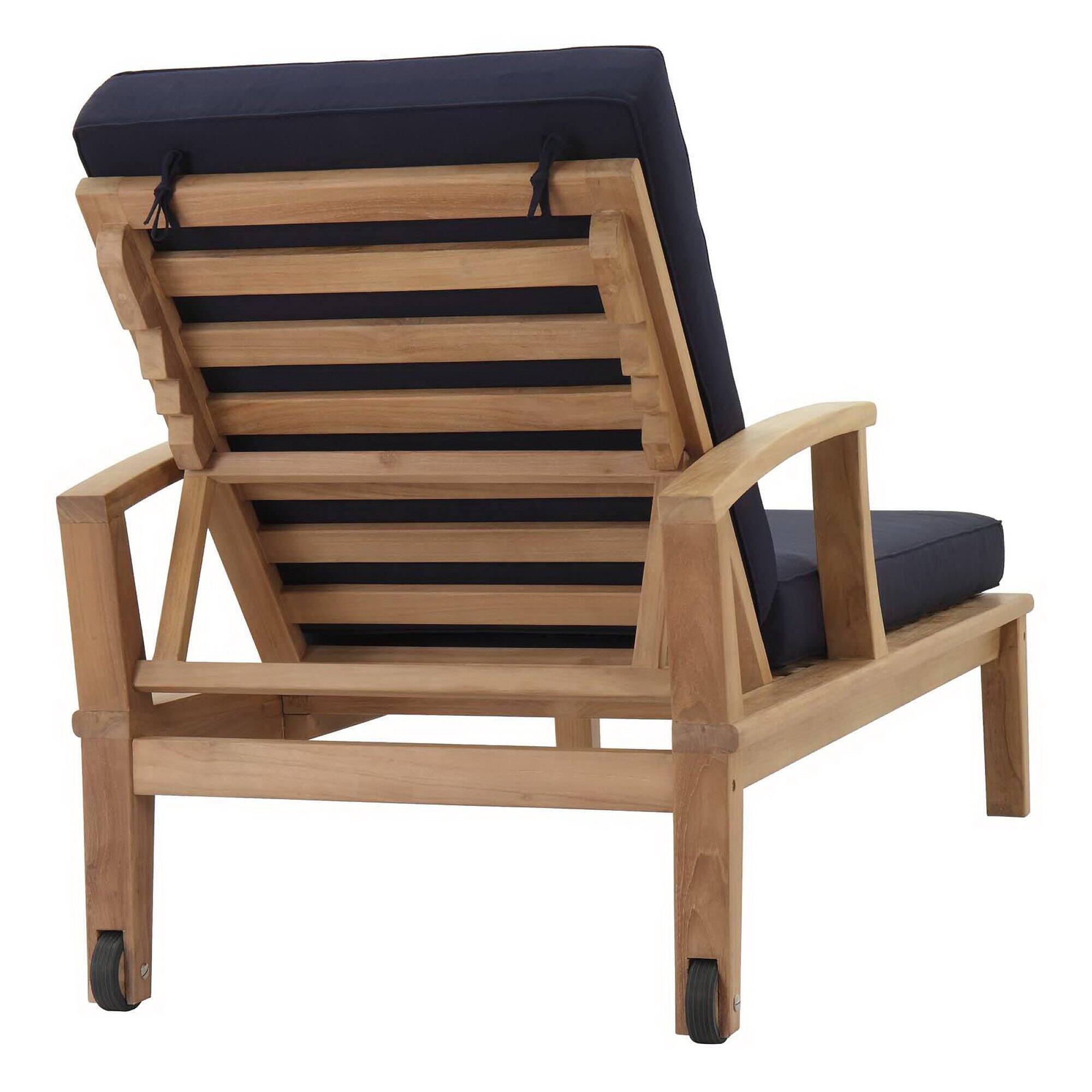 Left. Modway - Marina Outdoor Patio Teak Single Chaise - Natural Navy.