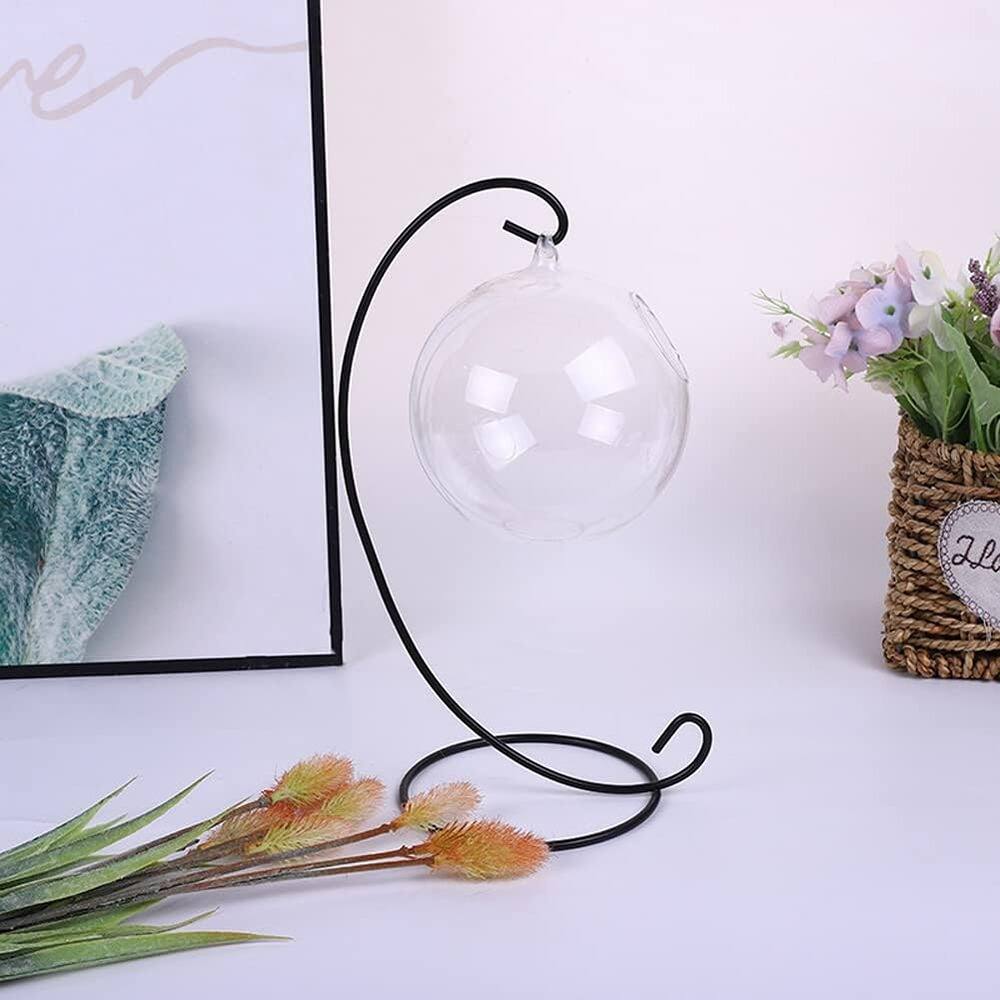 Back. PARKER SLATER - Iron Ornament Display Stands, Hanging Holders for Glass Globes, 2-Pack - Black.