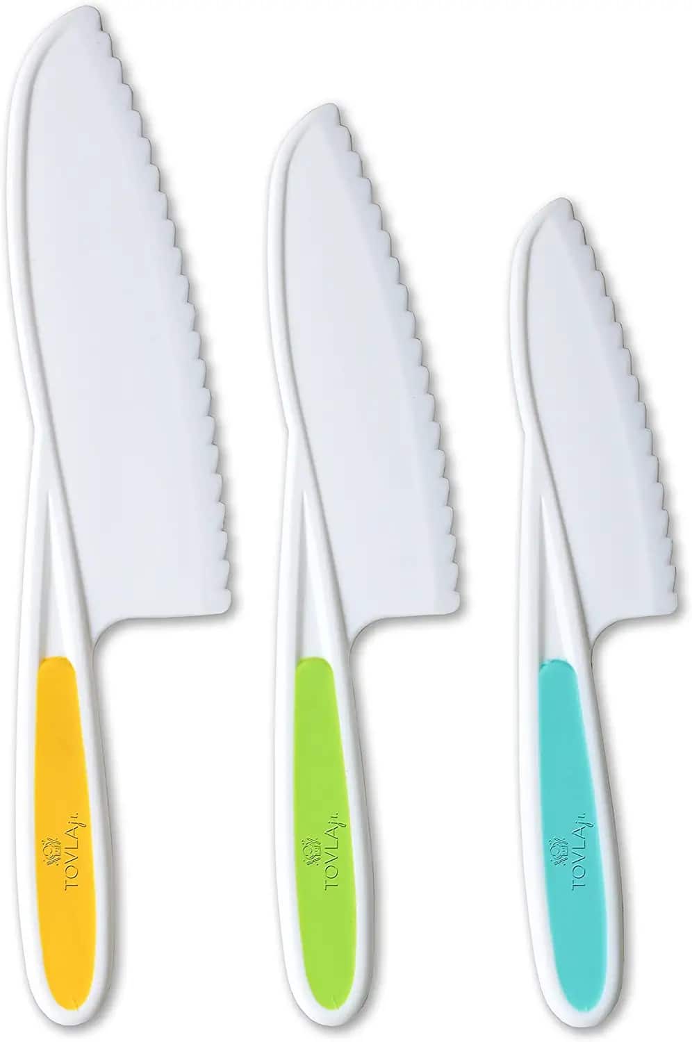 Tovla Jr - Kids 3-Piece Nylon Kitchen Baking Knife Set: Children's Cooking Knives in 3 Sizes & Colors - BPA-Free - Multi - Green