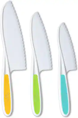 Tovla Jr - Kids 3-Piece Nylon Kitchen Baking Knife Set: Children's Cooking Knives in 3 Sizes & Colors - BPA-Free - Multi - Green