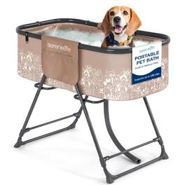 SereneLife - Foldable Adjustable Dog Bath Tub with Drain Hose & Storage Pockets