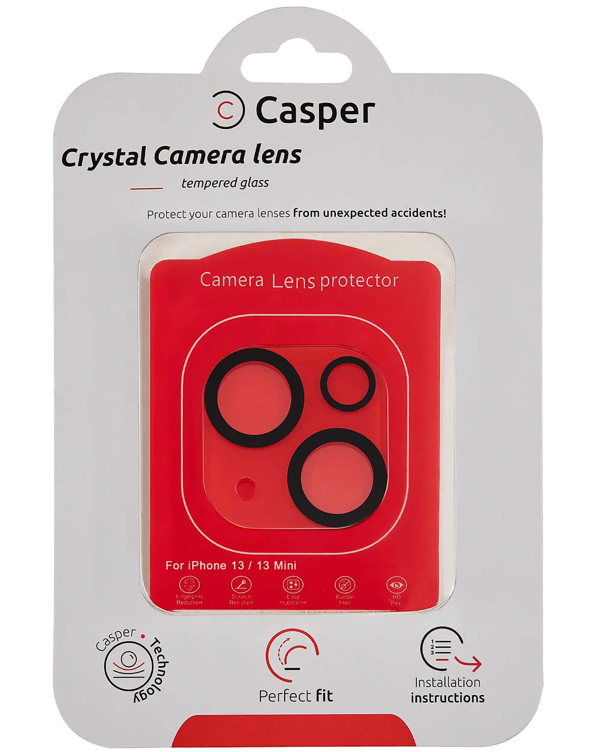 Casper - Camera Lens Protector Compatible For iPhone 13 / 13 Mini - Crystal Full Cover - Clear/Transparent