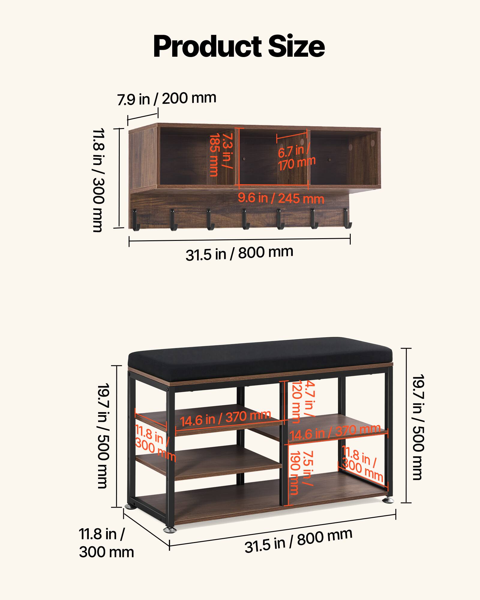 Product Size

- 11.8 in / 300 mm
- 7.9 in / 200 mm
- 9.6 in / 245 mm
- 31.5 in / 800 mm
- 19.7 in / 500 mm
- 6.7 in / 170 mm
- 185 mm
- 7.3 in
- 14.6 in / 370 mm
- 190 mm
- 7.5 in
- 11.8 in / 300 mm
- 19.7 in / 500 mm
- 31.5 in / 800 mm
- 14.6 in / 370 mm
- 11.8 in / 300 mm
- 19.7 in / 500 mm
- 12.47 in / 317 mm
- 19.7 in / 500 mm