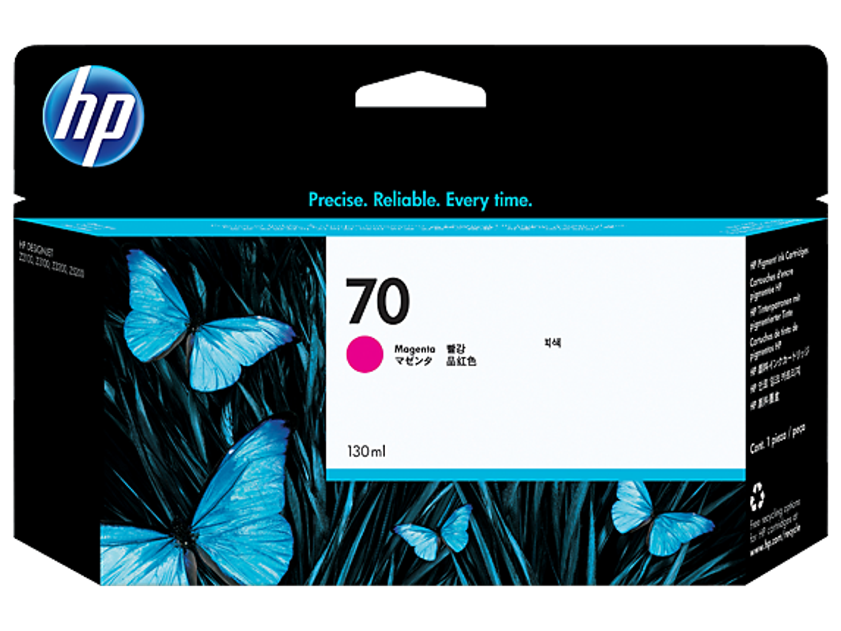 hp Precise. Reliable. Every time.  
1 ZC DESONE ZO00 I 2520  
70 Magenta  
Cormugo Corsucher  
130ml Cont