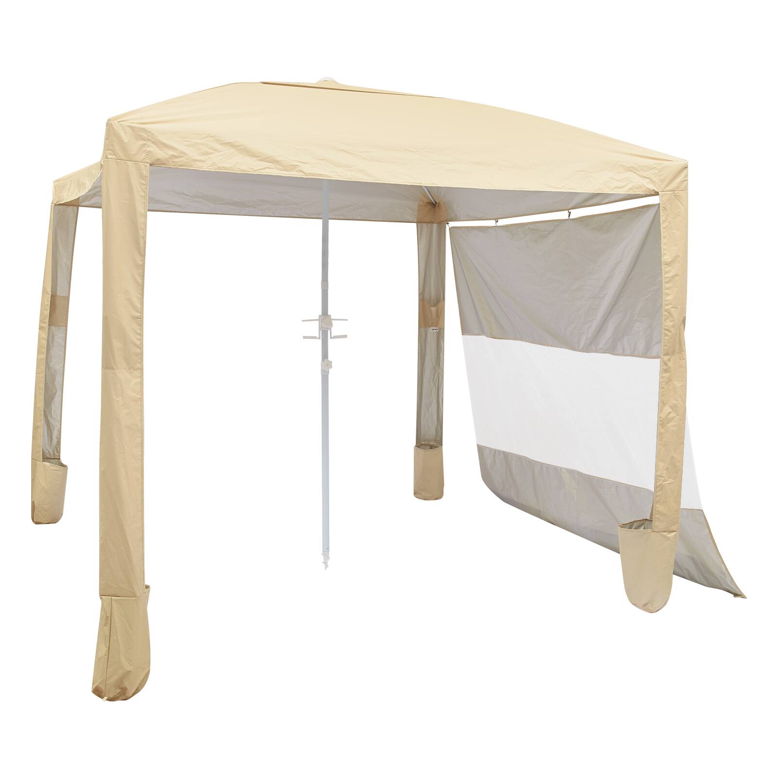 Alt View 5. VEVOR - Beach Cabana, 8 x 8 ft Beach Canopy with Side Wall, UPF 50+ Protection Easy Setup Cabana Tent with Sand Pockets - Khaki solid color.