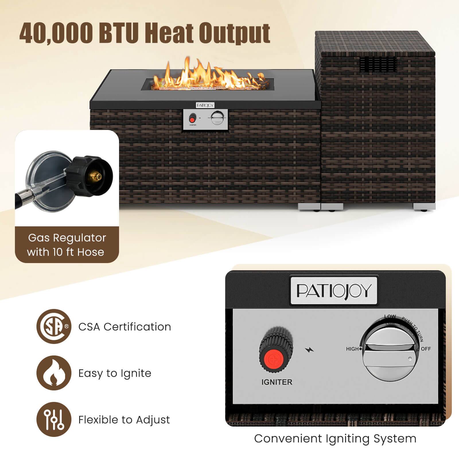 40,000 BTU Heat Output

Gas Regulator with 10 ft Hose

CSA Certification

Easy to Ignite

Flexible to Adjust

Convenient Igniting System