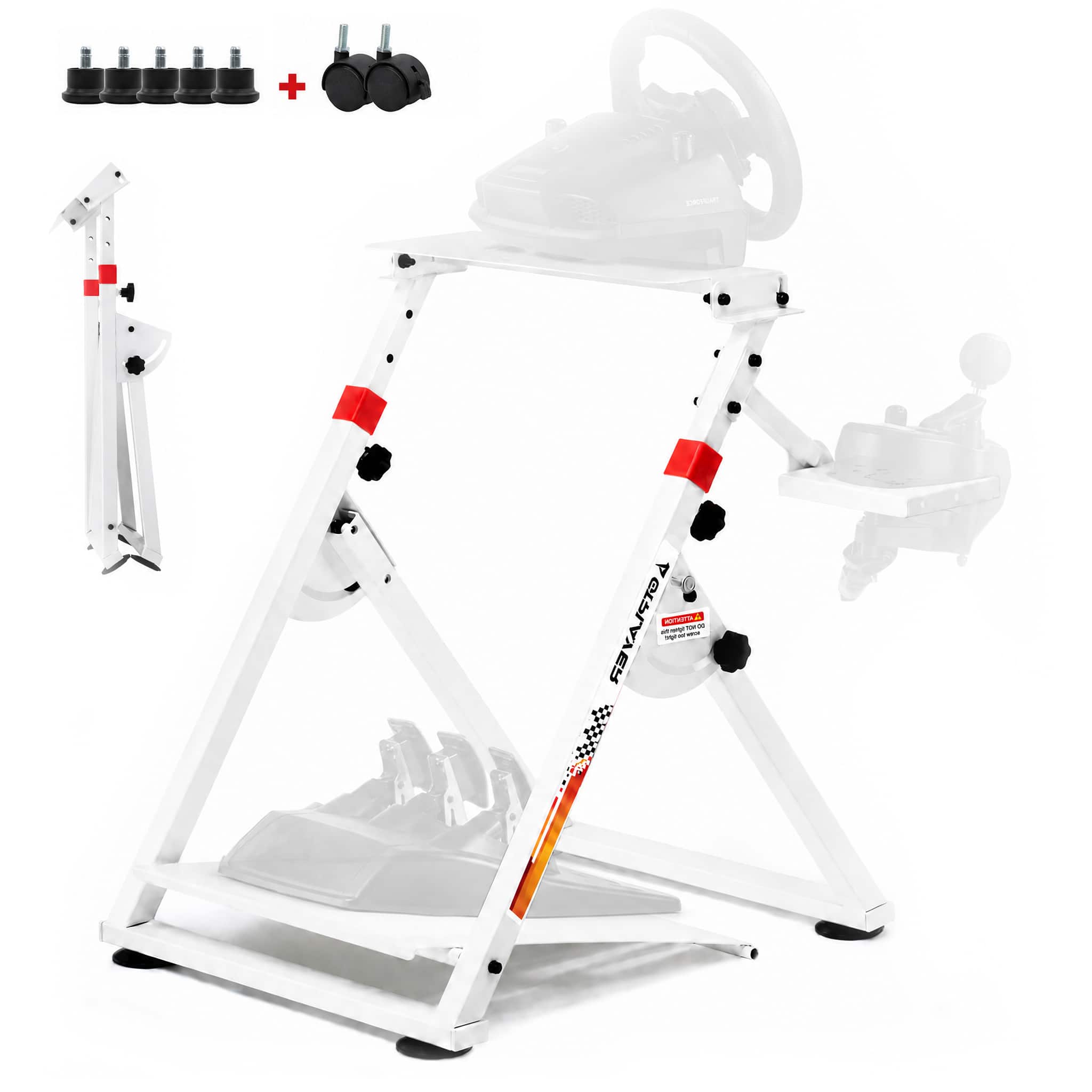 AWPLAY - Simulator Cockpit Wheel Stand Racing Wheel Stand Wheel Pedals NOT Included - White