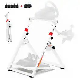 AWPLAY - Simulator Cockpit Wheel Stand Racing Wheel Stand Wheel Pedals NOT Included - White