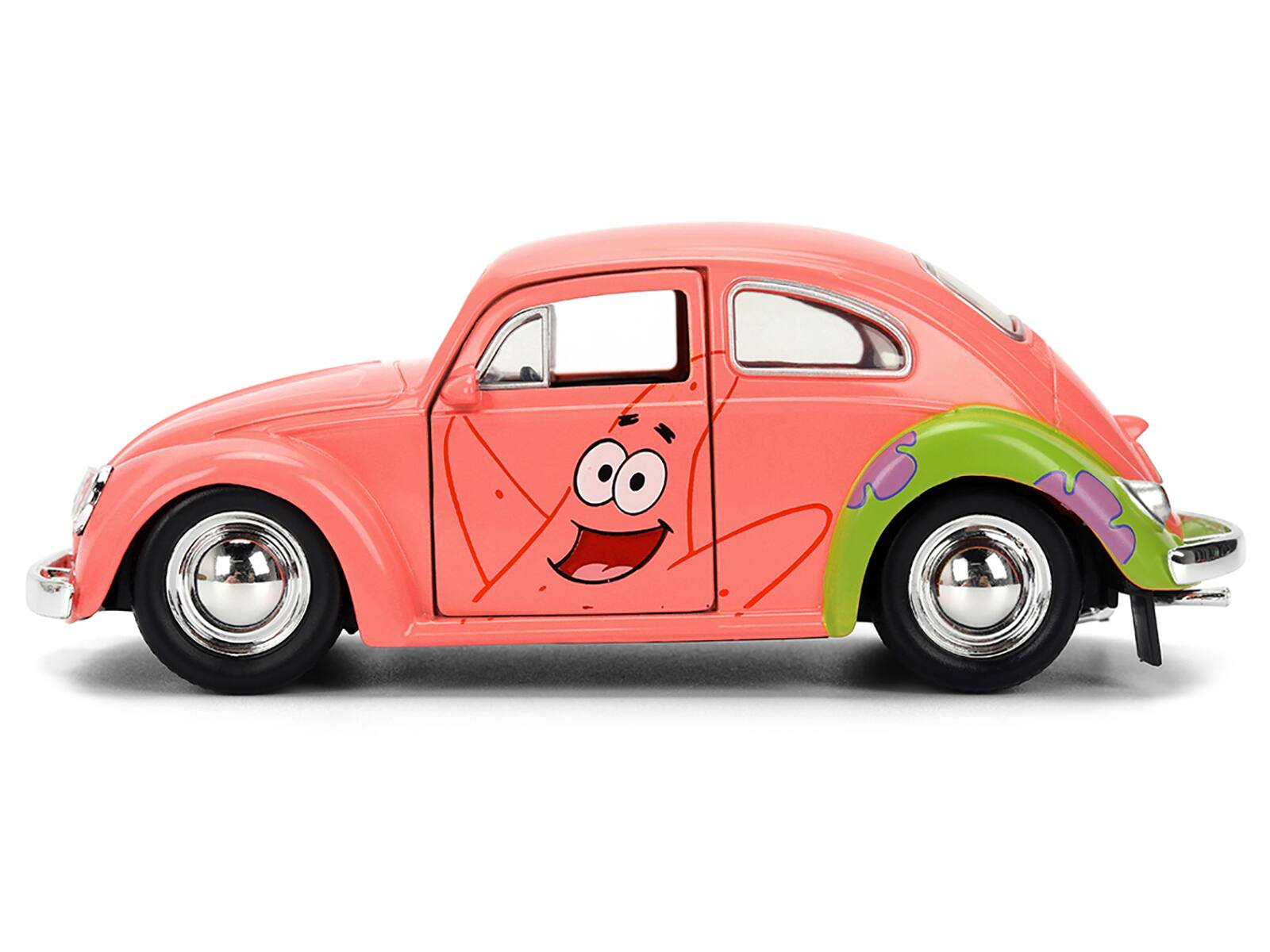 Left. Jada - 1959 Volkswagen Beetle "Patrick Star" Pink "SpongeBob SquarePants" TV Series "Hollywood Rides" 1/32 Diecast Car by Jada - Pink.