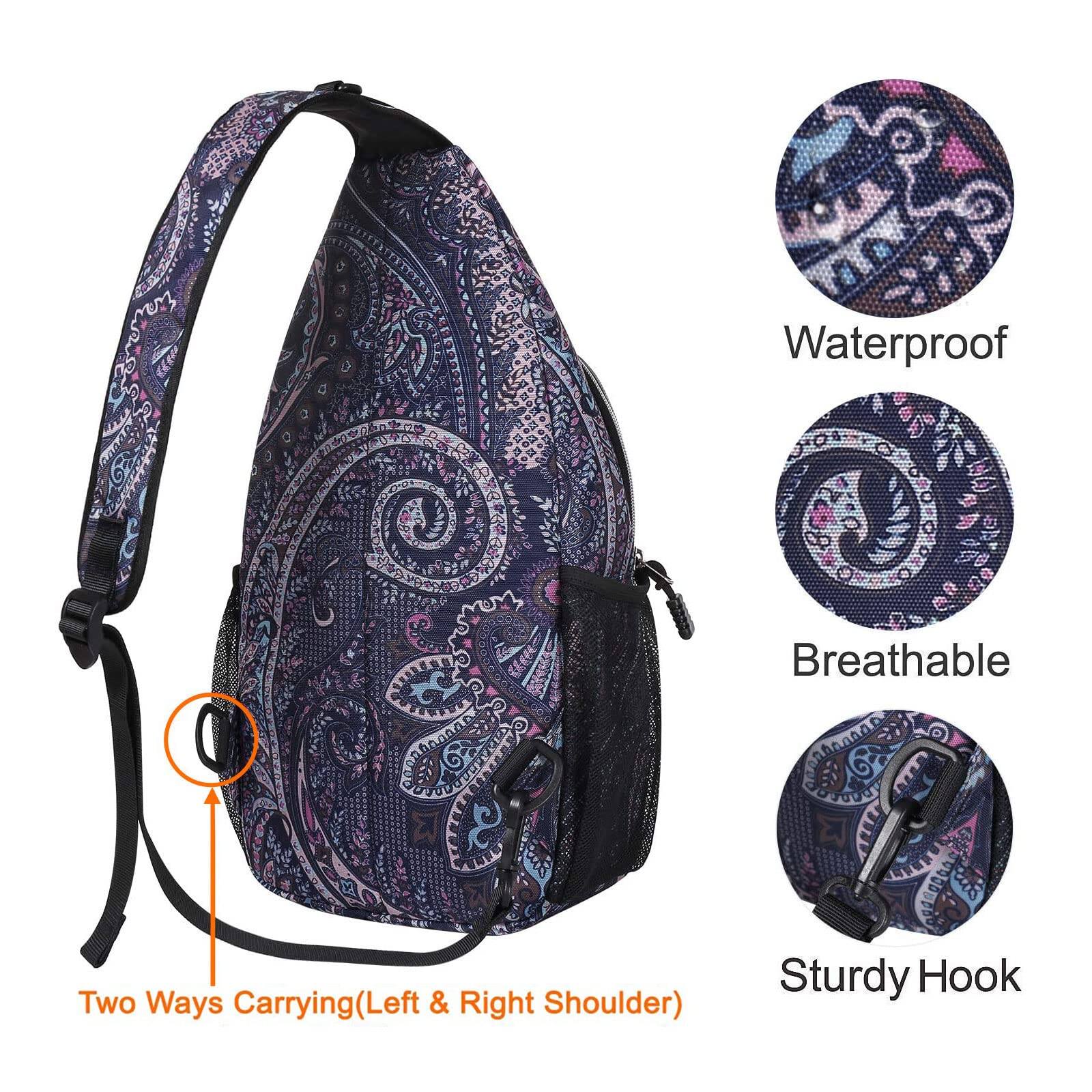 Alt View 1. Pacoar Cade - Sling Backpack Travel Hiking Daypack Pattern Rope Crossbody Shoulder Bag  Navy Blue Base Totem Texture - Default.