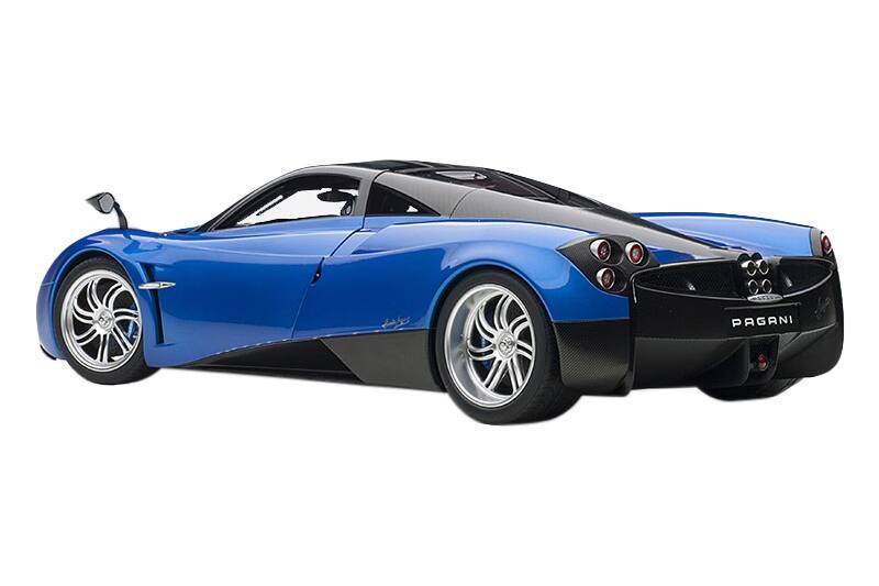 Alt View 3. Autoart - Pagani Huayra Metallic Blue with Black Top and Silver Wheels 1/12 Model Car by Autoart.