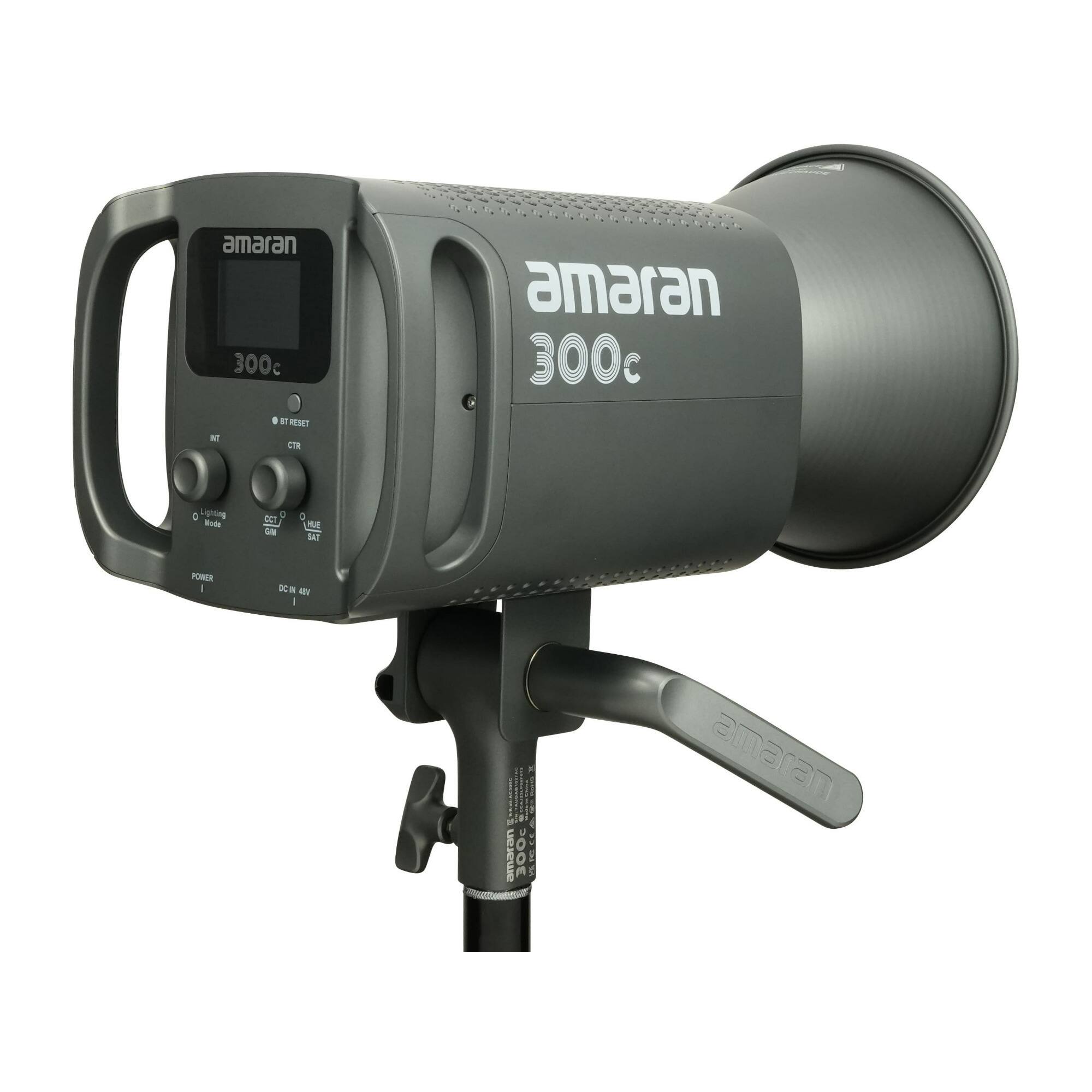 Amaran 300c  
Amaran 300c  
Lighting Mode  
Cool  
Warm  
SAT  
BT RESET  
CTR  
POWER  
DC IN 48V  
Amaran  
Amaran  
Amaran