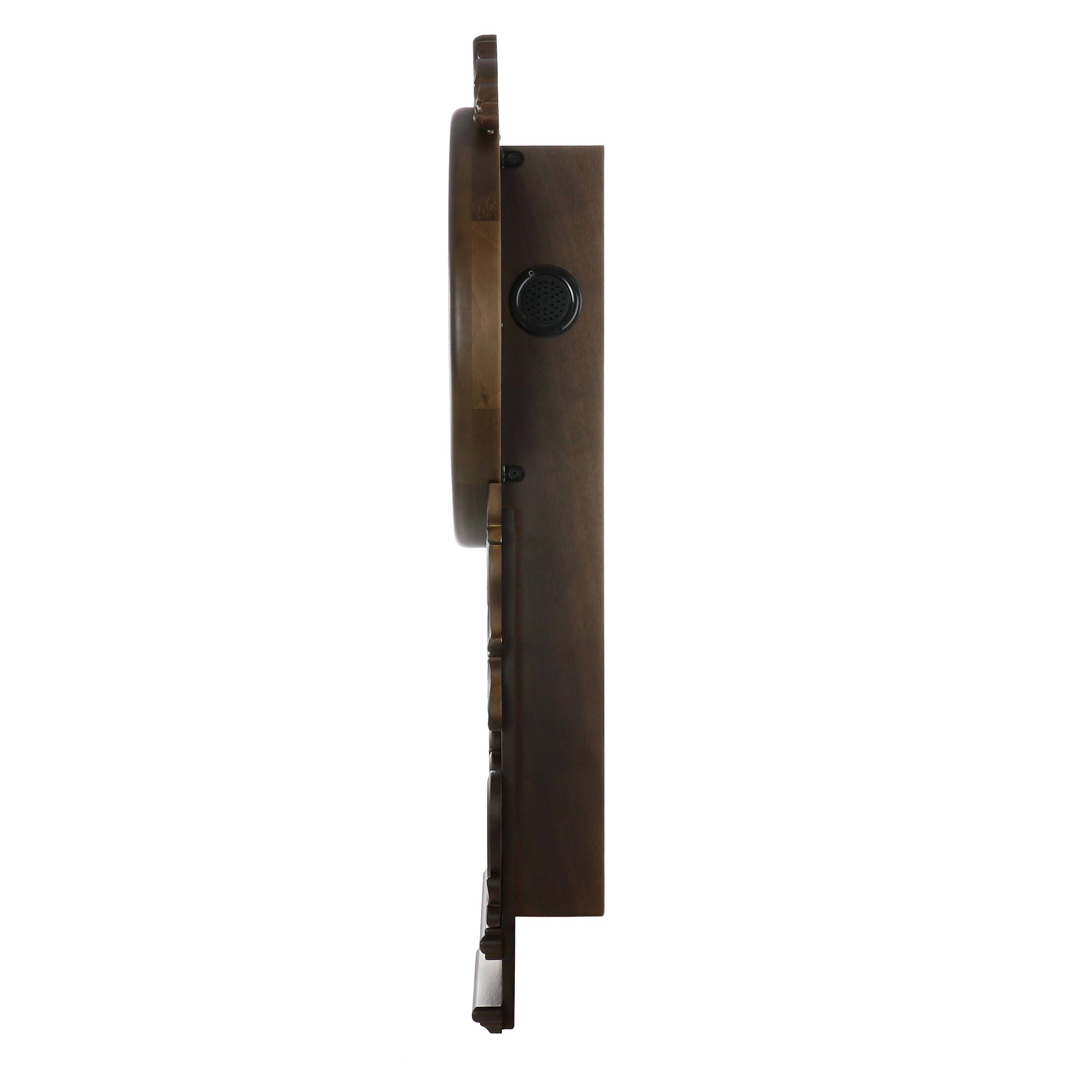 Alt View 2. Bedford Clock Collection - Bedford Clock Collection Chestnut Chiming Pendulum Wall Clock - Brown.