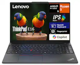 Lenovo - Refurbished Excellent - ThinkPad E16 Laptop 16.0 WUXGA Display (Ryzen 5 7535U, 16GB, 512GB SSD, AMD Radeon, Win 11 Pro) - Black