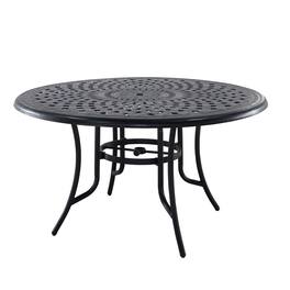 Mondawe - 51-Inch Round Cast Aluminum Dining Table with Grid Hollow Design - Black