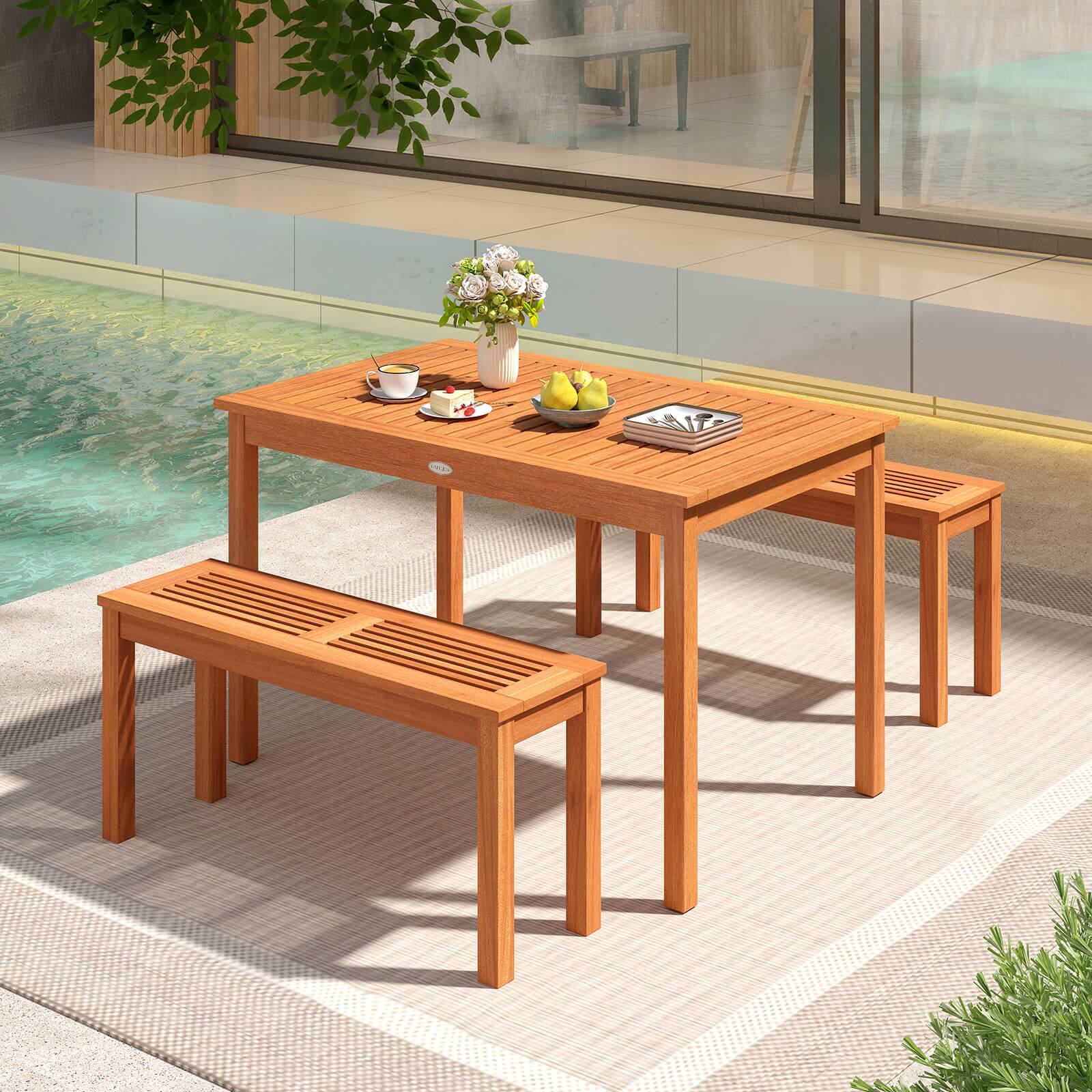 Alt View 3. Costway - Costway 48 Inches Outdoor Dining Table for 4-6 People with Slatted Tabletop for Lawn Garden - Orange.