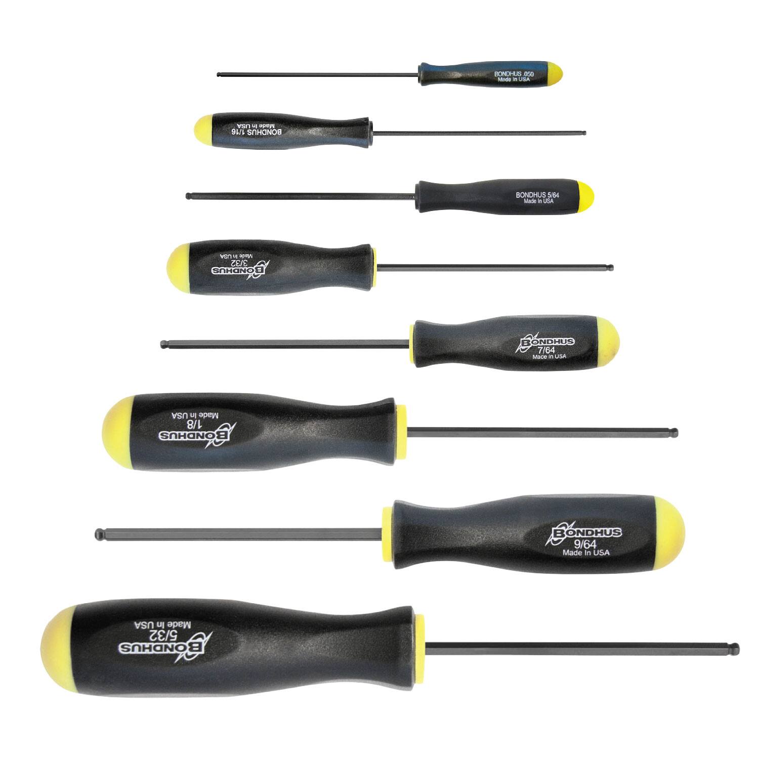 Bondhus - 10632 Set 8 Ball End Screwdriver .050-5/32"