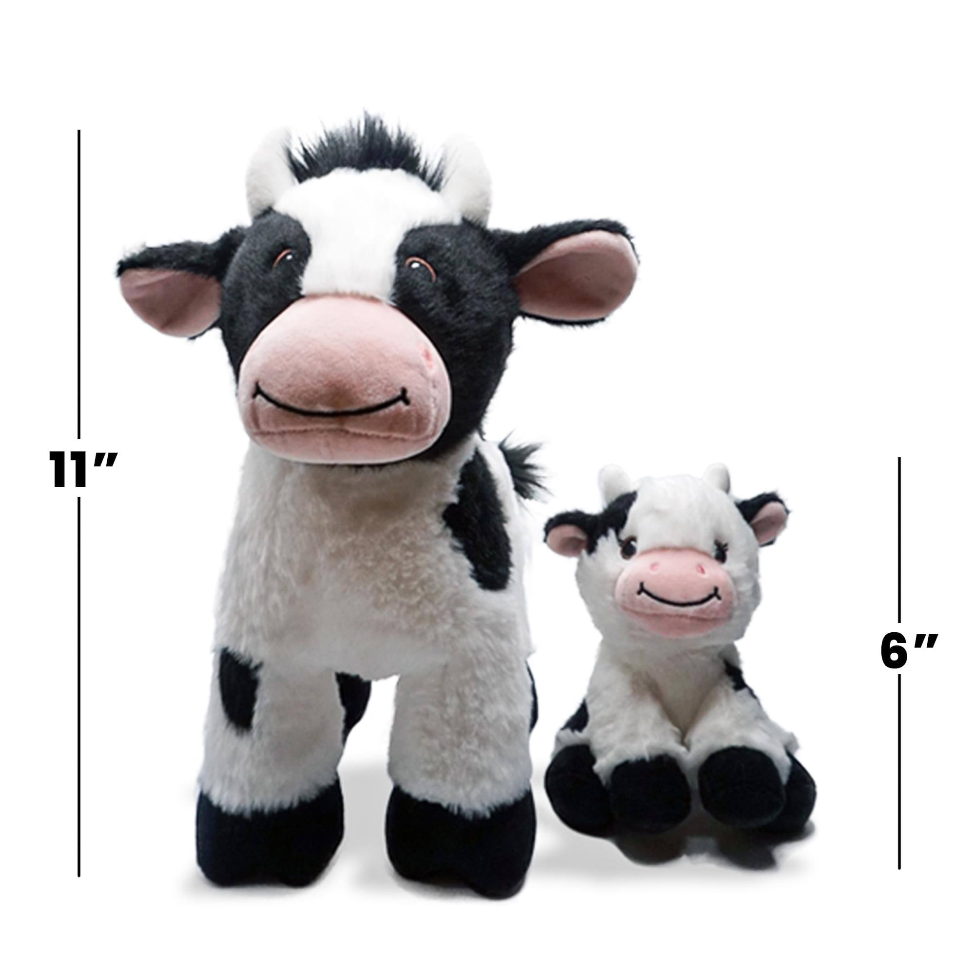 Alt View 2. TriAction Toys - Snooze Monsters Interactive Bedtime Plush Set | Cow With Baby - White.