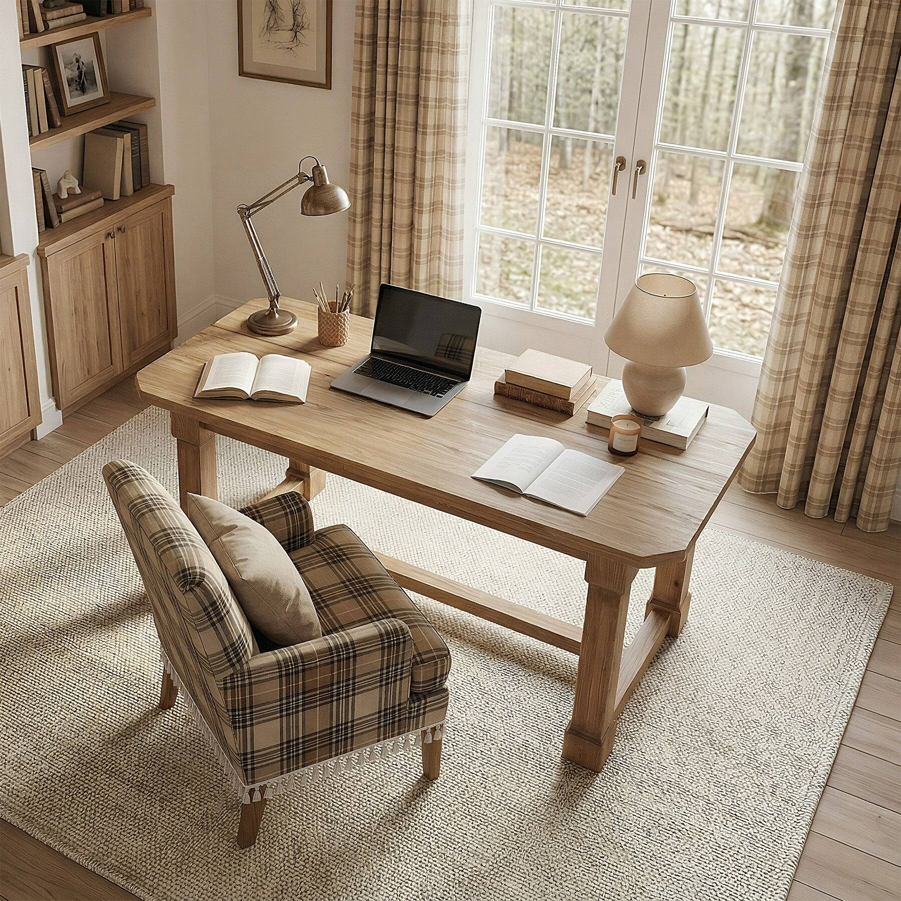 Alt View 2. Tribesigns - Office Executive Desk with Solid Wood Construction, for Computer Work and Writing in Home Offices - Brown.