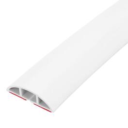 Unique Bargains - 20ft Floor Cord Cover, Self Adhesive Cord Hider 0.5" W x 0.3" H for Cable Management Cable Protector - White