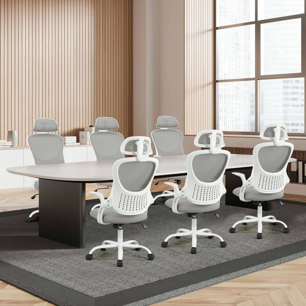 Kadyn - 20" Ergonomic Mesh Office Chair - High Back Swivel Chair with Headrest & Flip-up Armrests for Comfort - Gray - Thumbnail 3