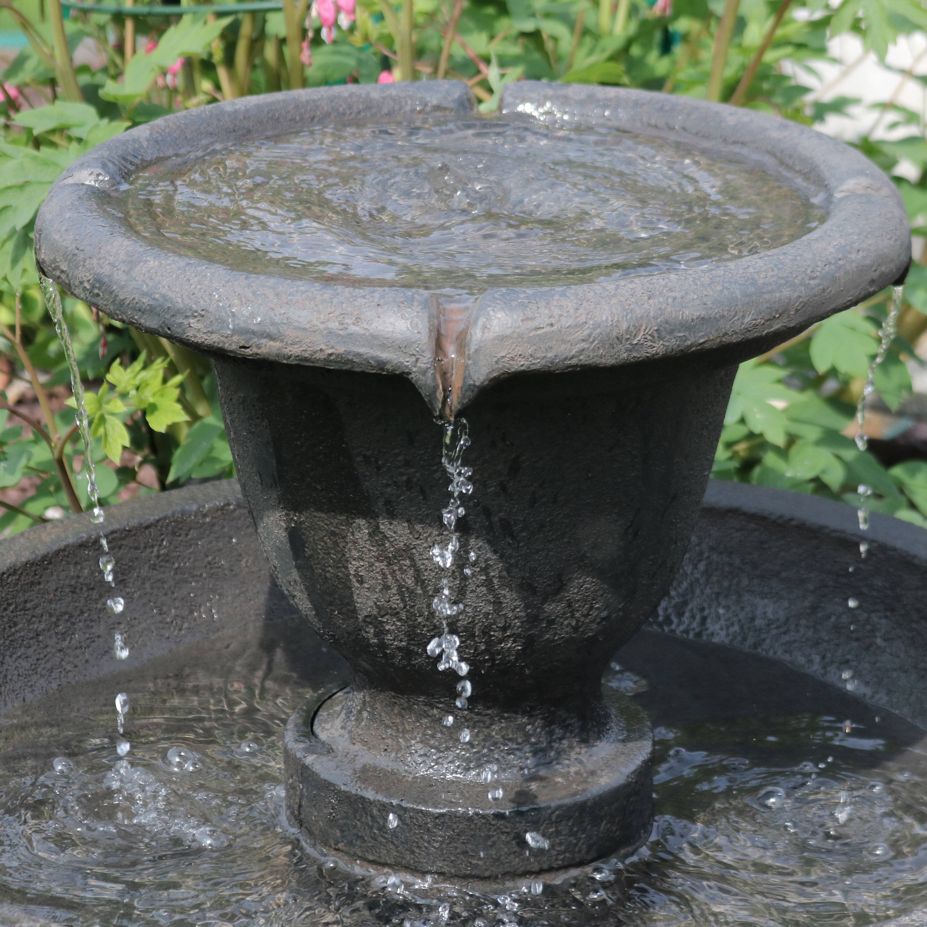 Alt View 9. Sunnydaze - Streaming Falls Polyresin Outdoor 2-Tier Water Fountain - Grey.