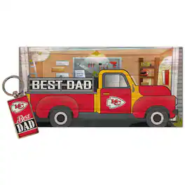 Fan Creations - Kansas City Chiefs 6'' x 12'' Best Dad Truck Sign & Key Chain Bundle - Multicolor