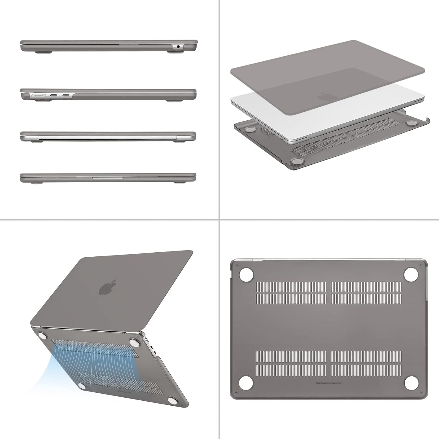 Alt View 1. mosiso - Laptop Case for MacBook Air 13 inch Case M5 A3449 M4 A3240 M3 A3113 M2 A2681 2022-2026 - Gray.