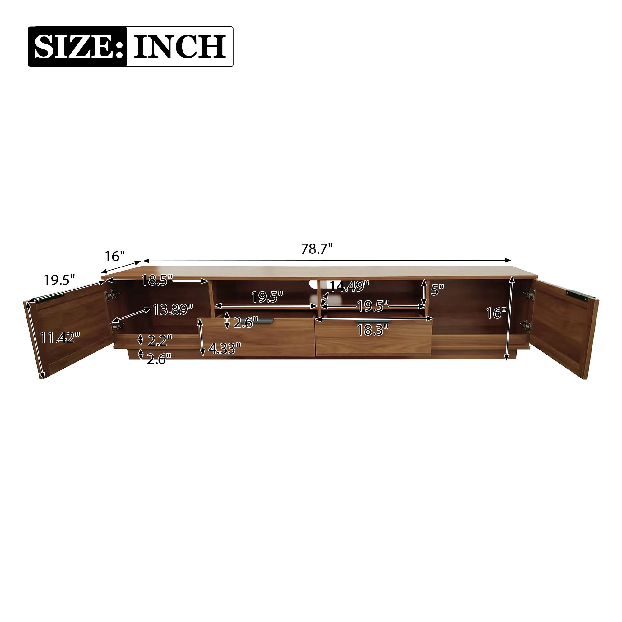 SIZE: INCH

19.5" 11.42"
78.7" 16" 18.5" 14.49" 19.5" 13.89" 19.5" 2.6TH 18.3" 4.2.2M 4.33" 2.6T
5TH
16"