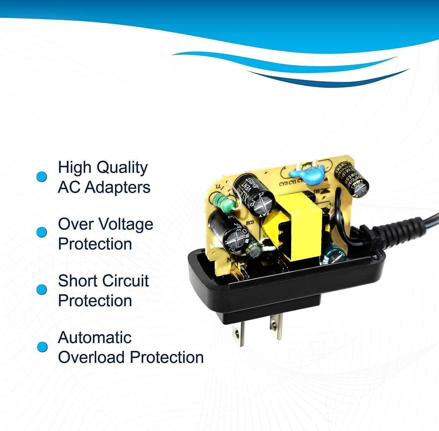 High Quality AC Adapters  
Over Voltage Protection  
Short Circuit Protection  
Automatic Overload Protection