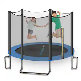 SereneLife - SLTRA10BL 10FT Trampoline, Outdoor, ASTM Approved, Includes Safety Net and Ladder for Kids/Adults