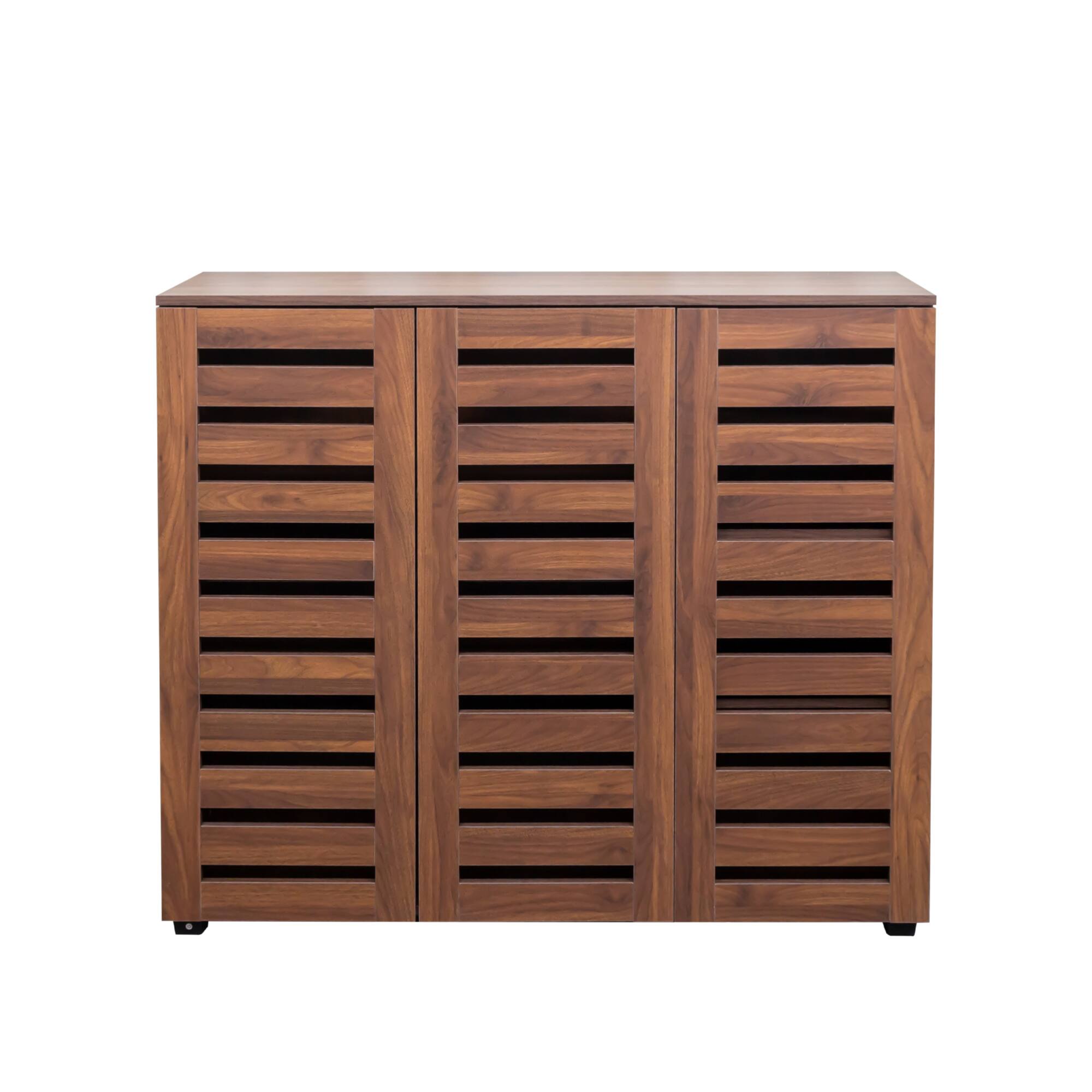 Alt View 9. GOODSILO - 5-Tier Adjustable Shoe Storage Cabinet with Louvered Doors for Entryway Hallway Bedroom Closet Living Room - Walnut.