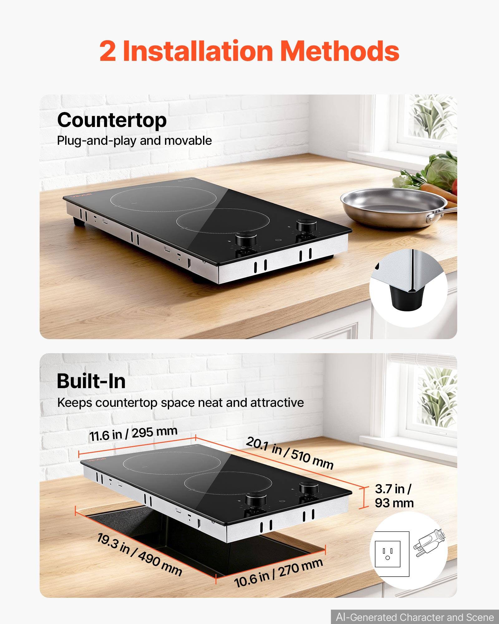 2 Installation Methods

Countertop
Plug-and-play and movable

Built-In
Keeps countertop space neat and attractive

11.6 in / 295 mm
20.1 in / 510 mm
3.7 in / 93 mm
19.3 in / 490 mm
10.6 in / 270 mm

AI-Generated Character and Scene