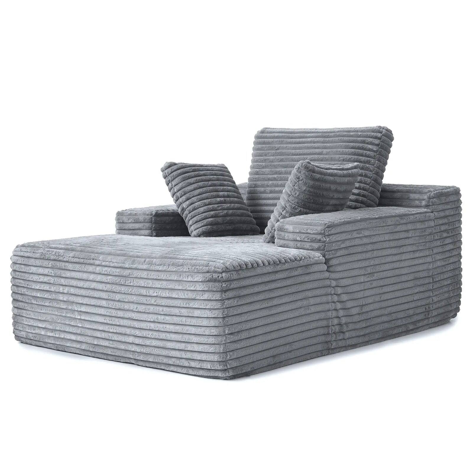 Left. Yardgrace - Corduroy Sofa Bed, Boneless Sleeper Sofa Lounge Chair Indoor, Modern Comfy Deep Seat Lazy Couch - Grey.