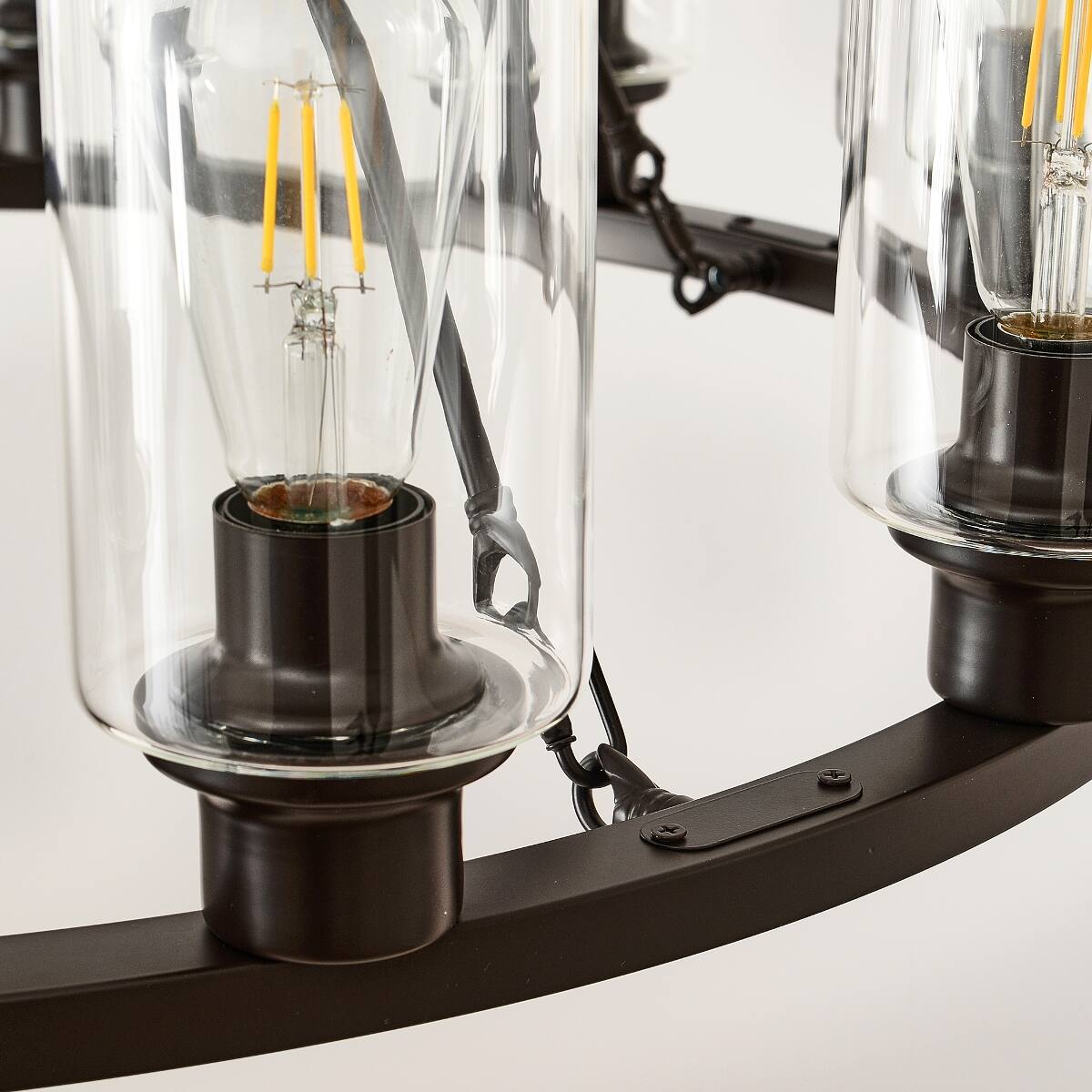 Alt View 10. Loheer - Loheer 9 Light Wagon Wheel Chandelier Modern Farmhouse Brown Metal Dining Room Pendant.