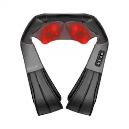 Nekteck - 3D Shiatsu Neck & Back Massager with Heat, Deep Tissue Massage Pillow, 3 Intensity Levels, Plug-In - Black
