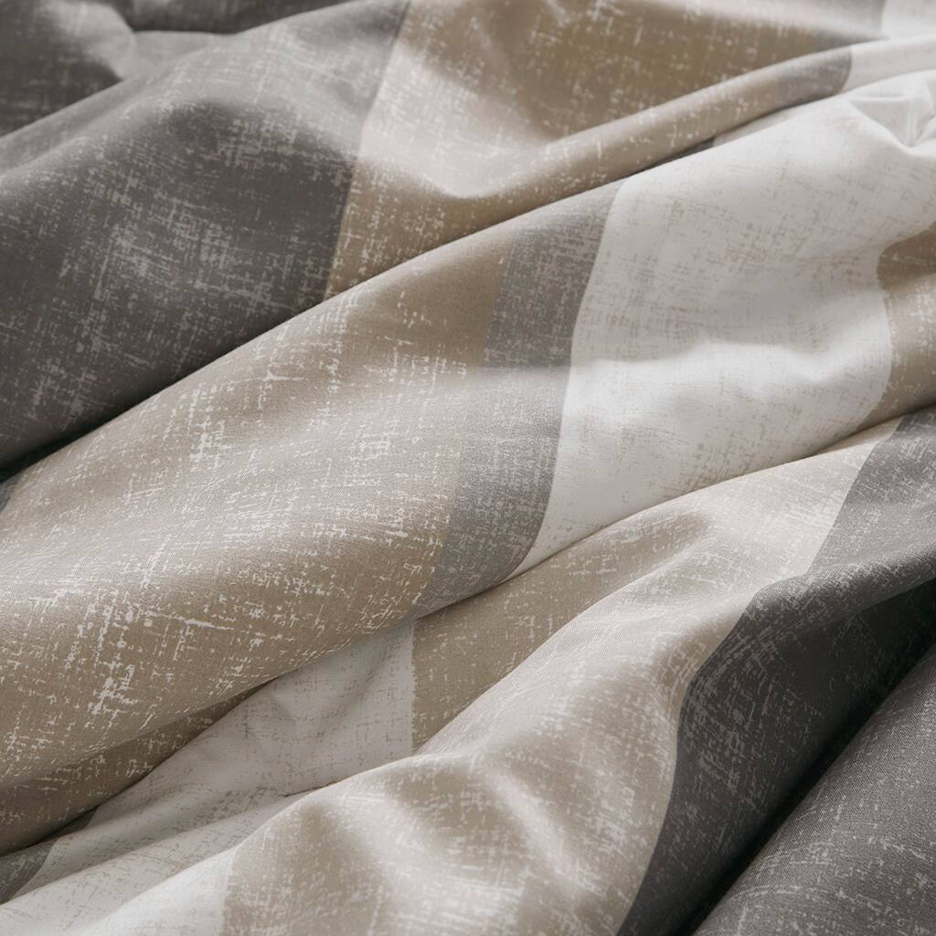 Alt View 5. Gracie Mills - Gracie Mills Ware Striped Comforter Set with Bed Sheets - Taupe/Grey.