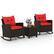 Angle. Costway - 3 PCS Patio Wicker Rocking Set with Tempered Glass Table & Soft Cushions Outdoor - Red.