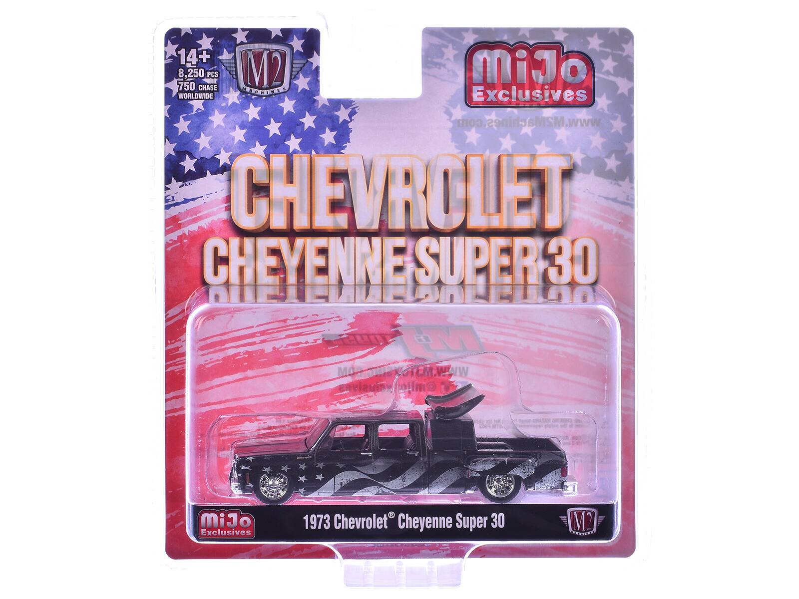 14+  
8,250 PCS  
750 CHASE  
WORLDWIDE  
Exclusives  
www.M2Machines.com  
CHEVROLET  
CHEYENNE SUPER 30  
1973 Chevrolet Cheyenne Super 30  
M2  
M2 Machines  
miJo  
Exclusives  
www.miJoMachines.com