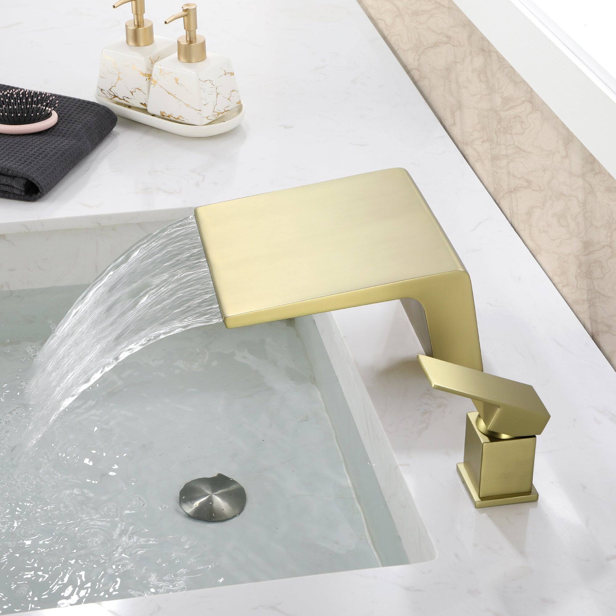 Alt View 2. Boyel Living - Brushed Gold Faucet SUS304 18cm Waterfall Spout cUPC Cartridge Single Handle - Brushed Gold.