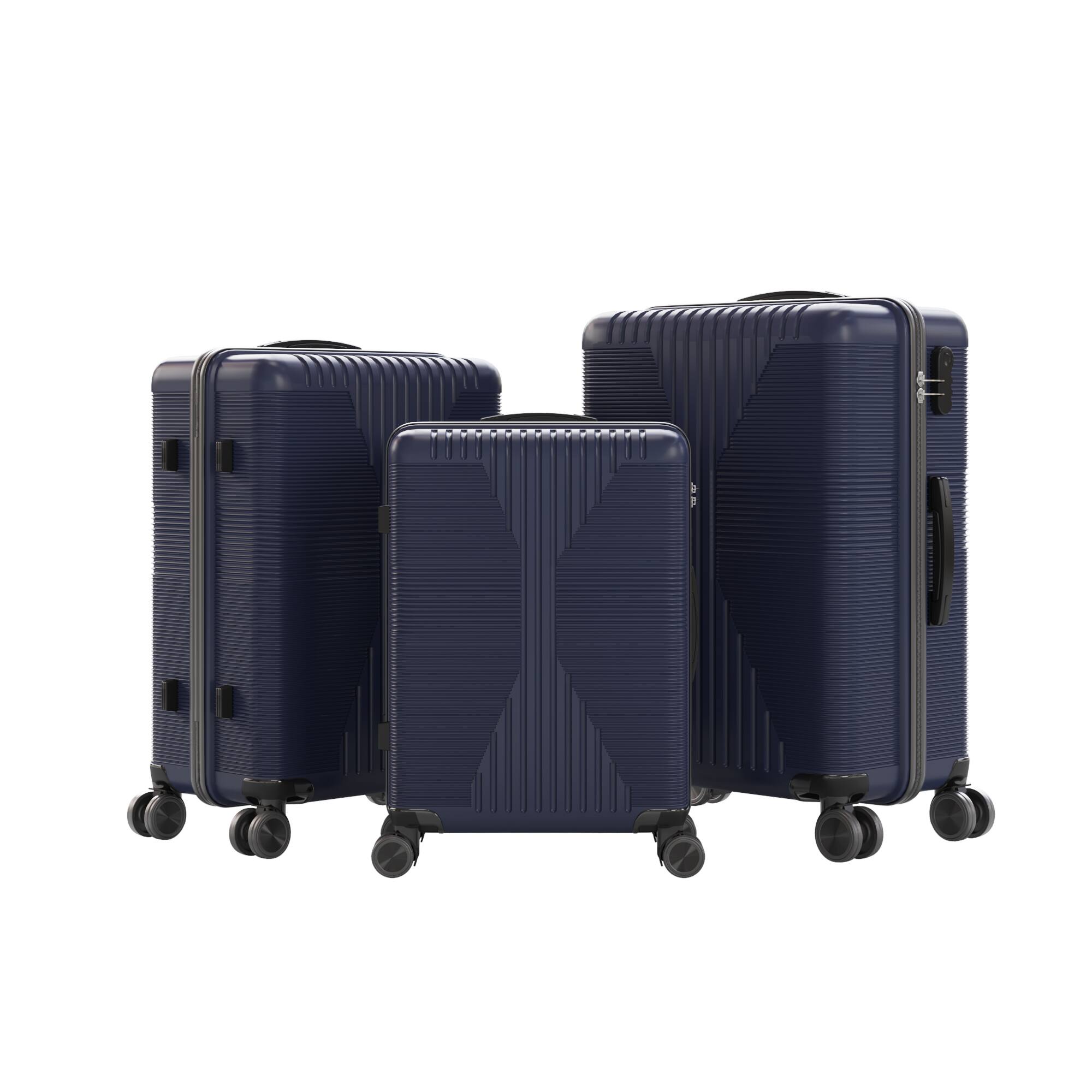 Alt View 3. Winado - 3-in-1 20" 24" 28" Trolley Carry On Luggage Set Spinner Wheels Lightweigh Hardside PP Suitcase Sets with Built-in Lock - Blue.