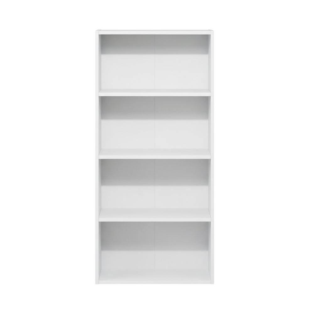 Back. FurniFact - Engineered Wood bookcase with open-back design for versatile storage - White.
