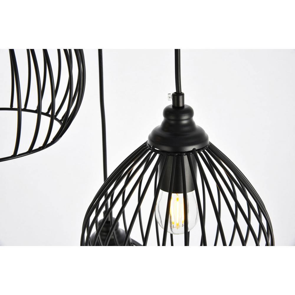 Back. Living District - Sayer Collection Pendant D16.0 H23.1 Lt:3 Black Finish - Black.