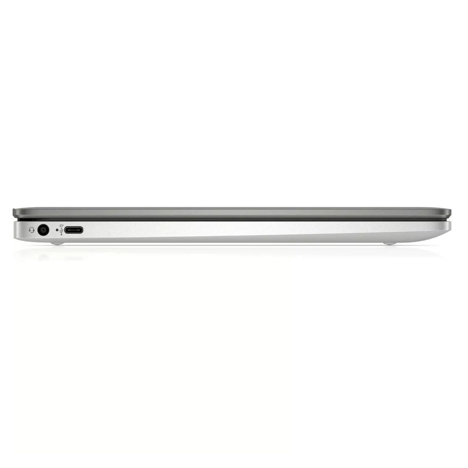 Alt View 2. HP - Chromebook 14a-na0701ds 14" Intel Celeron N4120 1.10 GHz up to 2.6 GHz 4GB RAM 128GB eMMC ChromeOS - Mineral Silver.