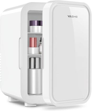 Front. YASHE - Mini Fridge, 6 Liter/8 Can 110V AC/DC - White.